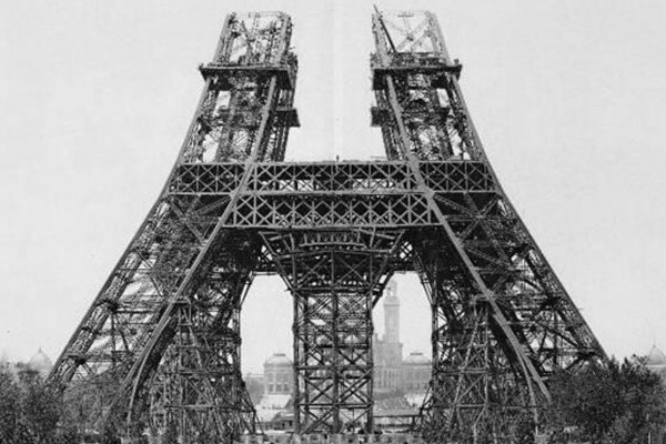 The Eiffel Tower under construction